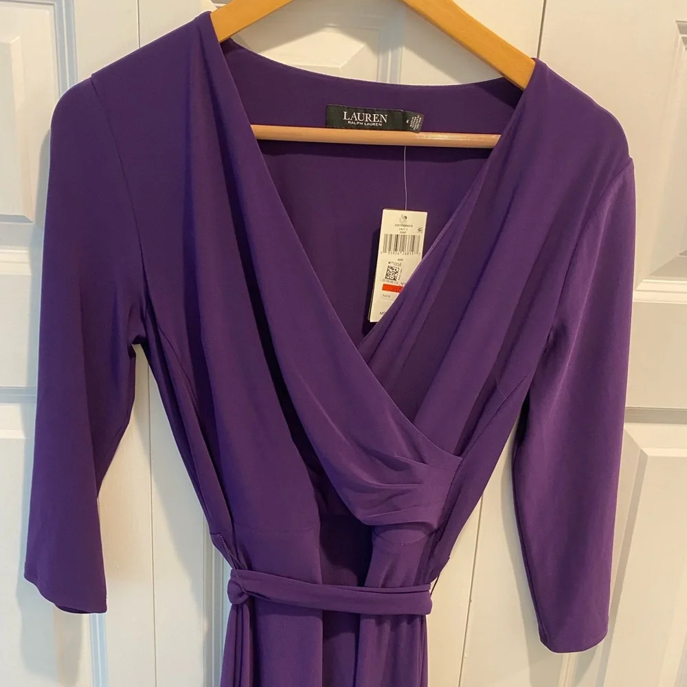 Lauren Ralph Lauren Elegant Purple Long Sleeve Dress - Picture 3 of 5